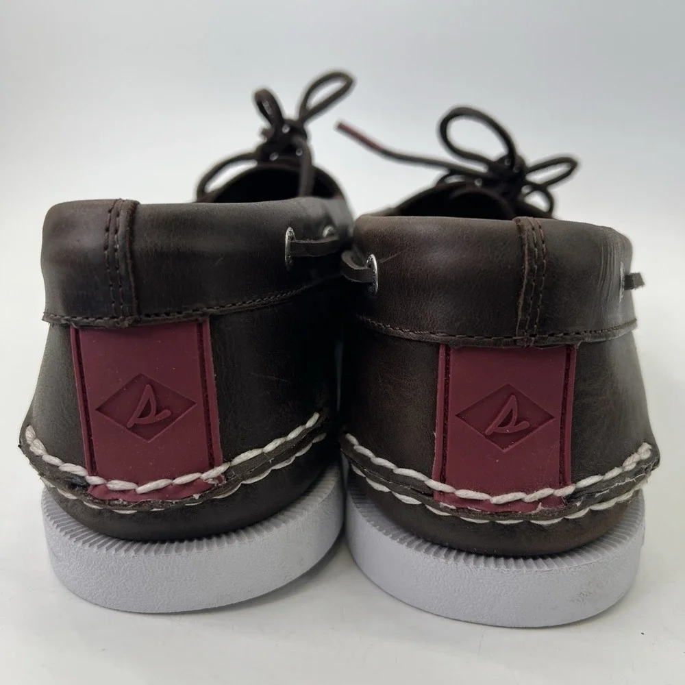Sperry Top Sider Loafers Mens 13W Brown Leather Ties Boat Shoe 2 Eye